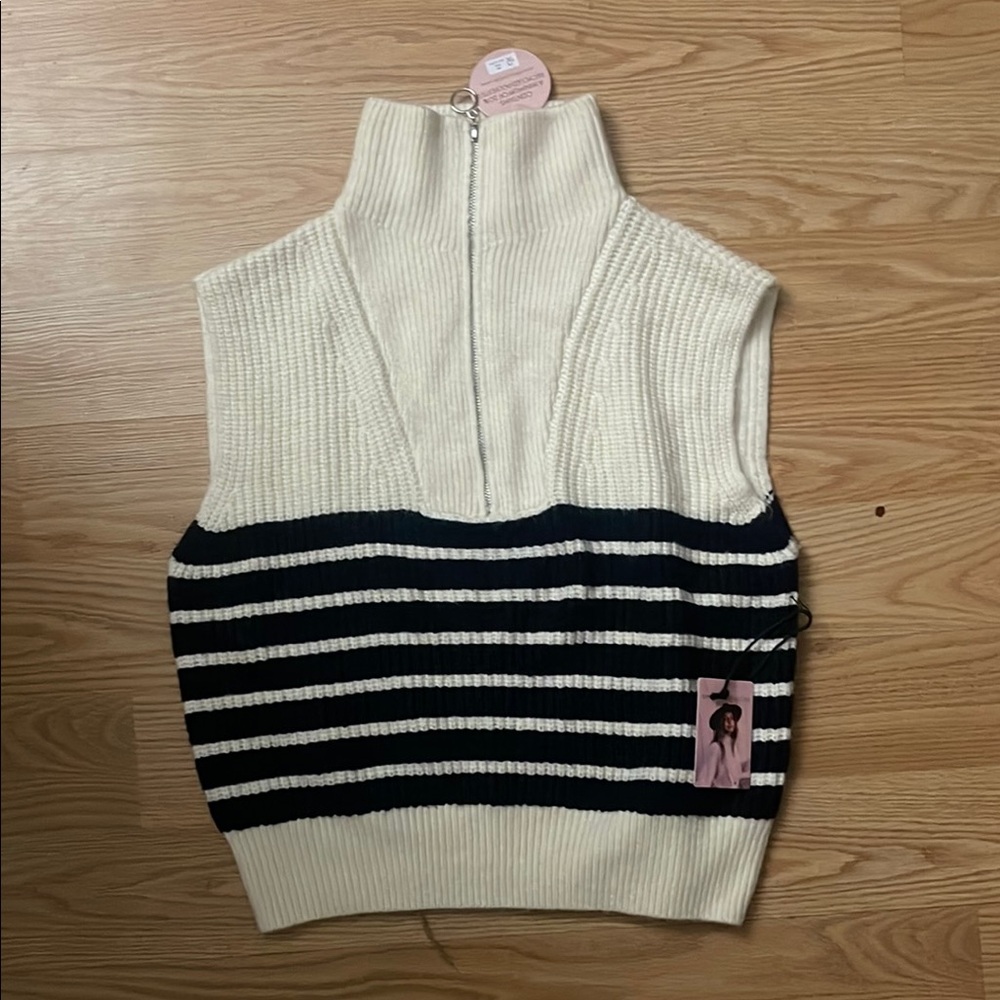 Striped High-Neck Sweater Vest